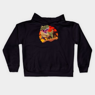 Surfing time dinosaur Kids Hoodie